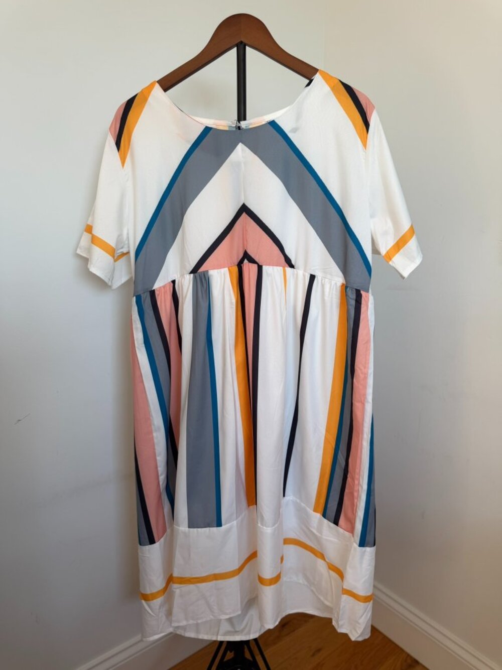 Petallush Striped Round Neck Midi Dress 2XL NWOT